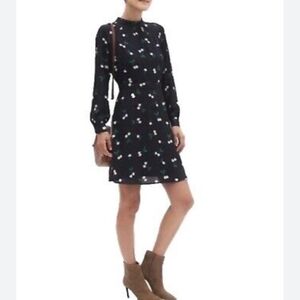 Banana Republic Navy Blue Cherry Print Dress sz 14